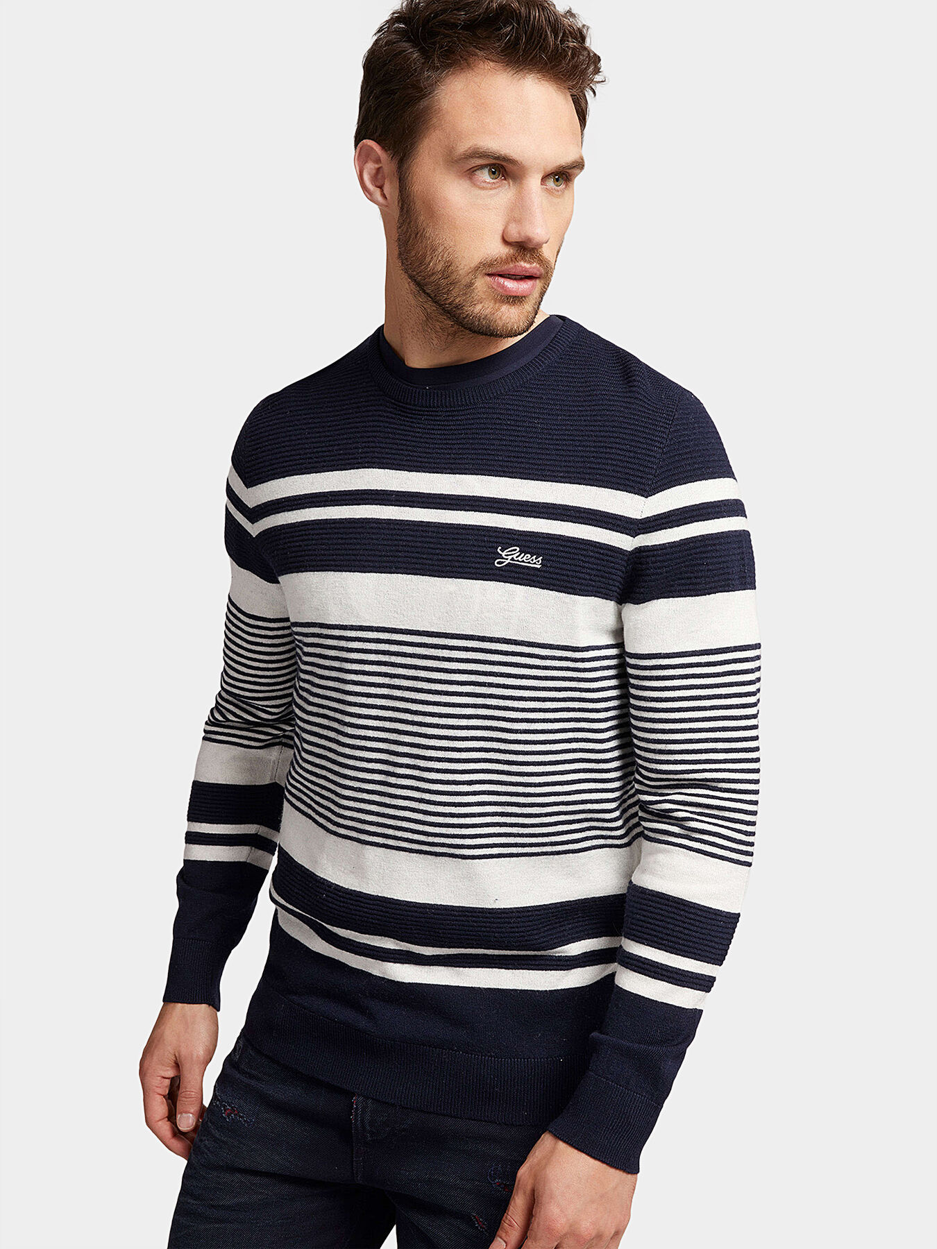 Guess striped sweater discount