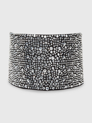 Black collar with appliqued rhinestones - 4