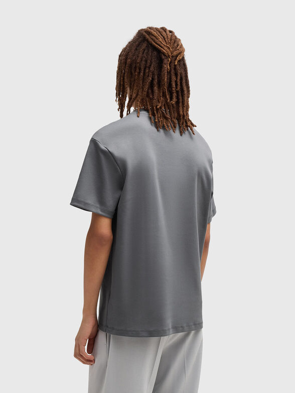 Cotton T-shirt with oval neckline in black - 3