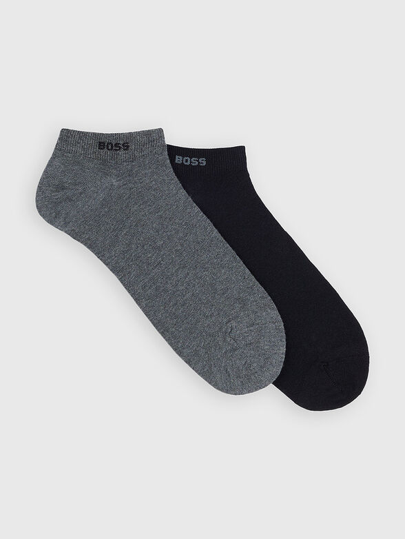 Two pairs of short black socks with logo detail - 1