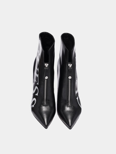 ORBIT Black leather ankle boots with maxi logo - 5