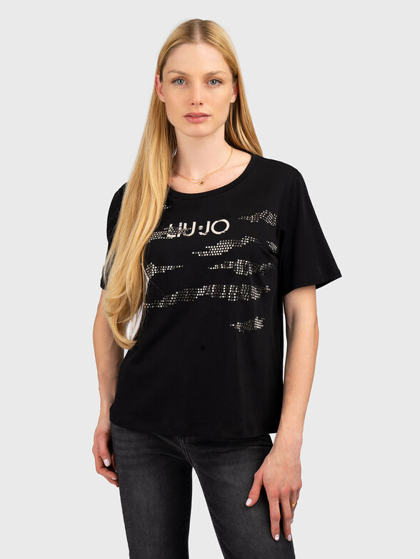 T-shirt with appliqu&eacute;s rhinestone - 1