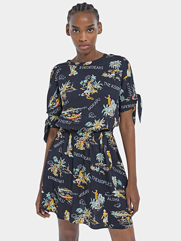 Black dress with colorful print - 0
