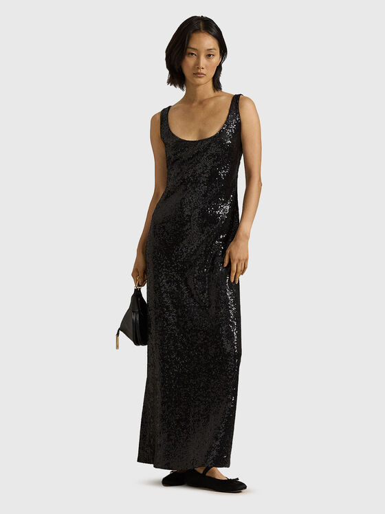 Long black dress with sequins - 1