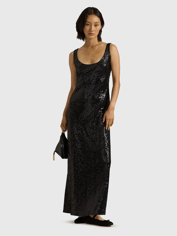 Long black dress with sequins - 1
