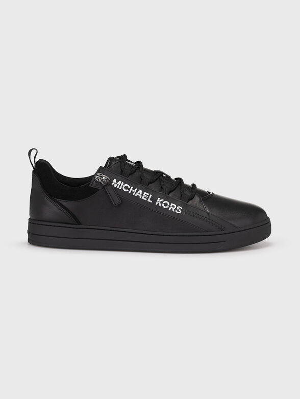 Leather sneakers with contrast logo  - 1