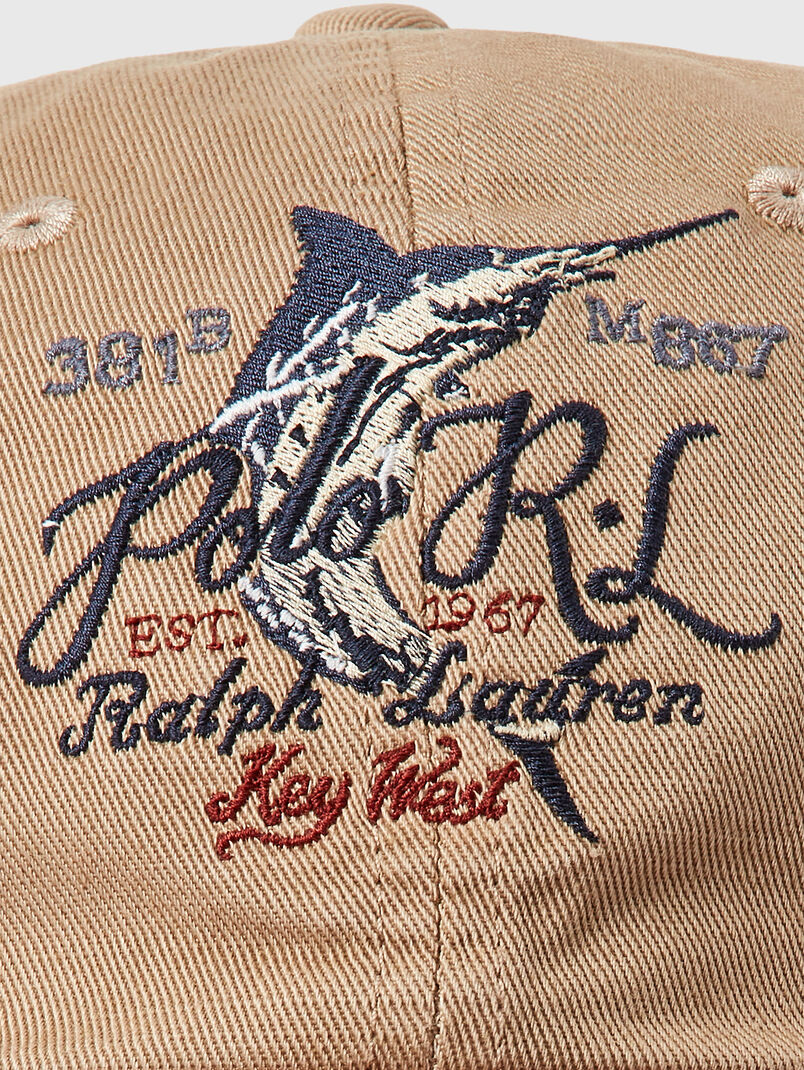 Hat with leather visor and embroidery - 3