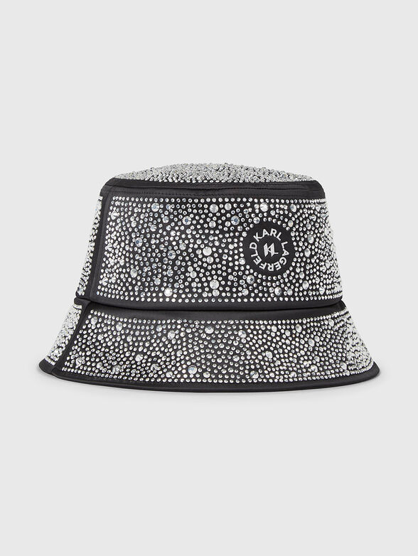 Black hat with appliqué rhinestones - 1