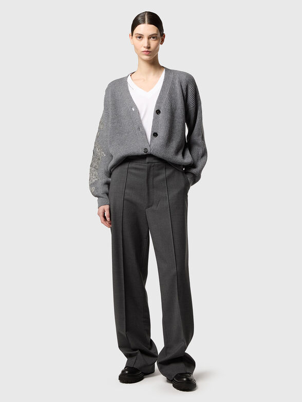 Wool cardigan with accent embroidery - 2