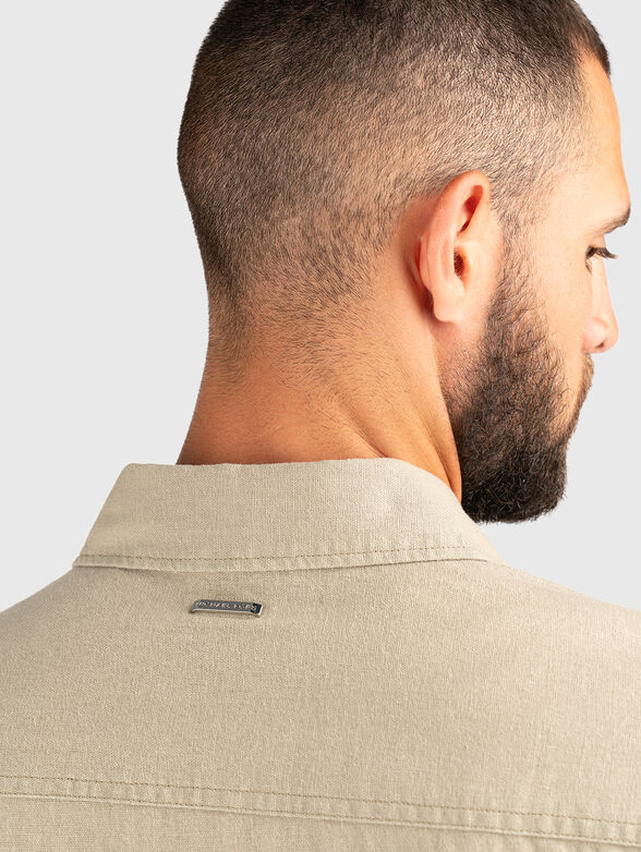 Linen and cotton collared jacket - 4