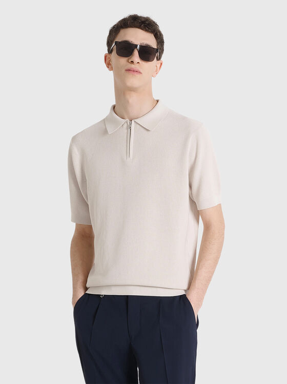 Cotton polo shirt with zip - 1