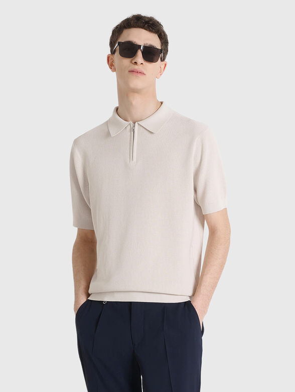 Cotton polo shirt with zip - 1