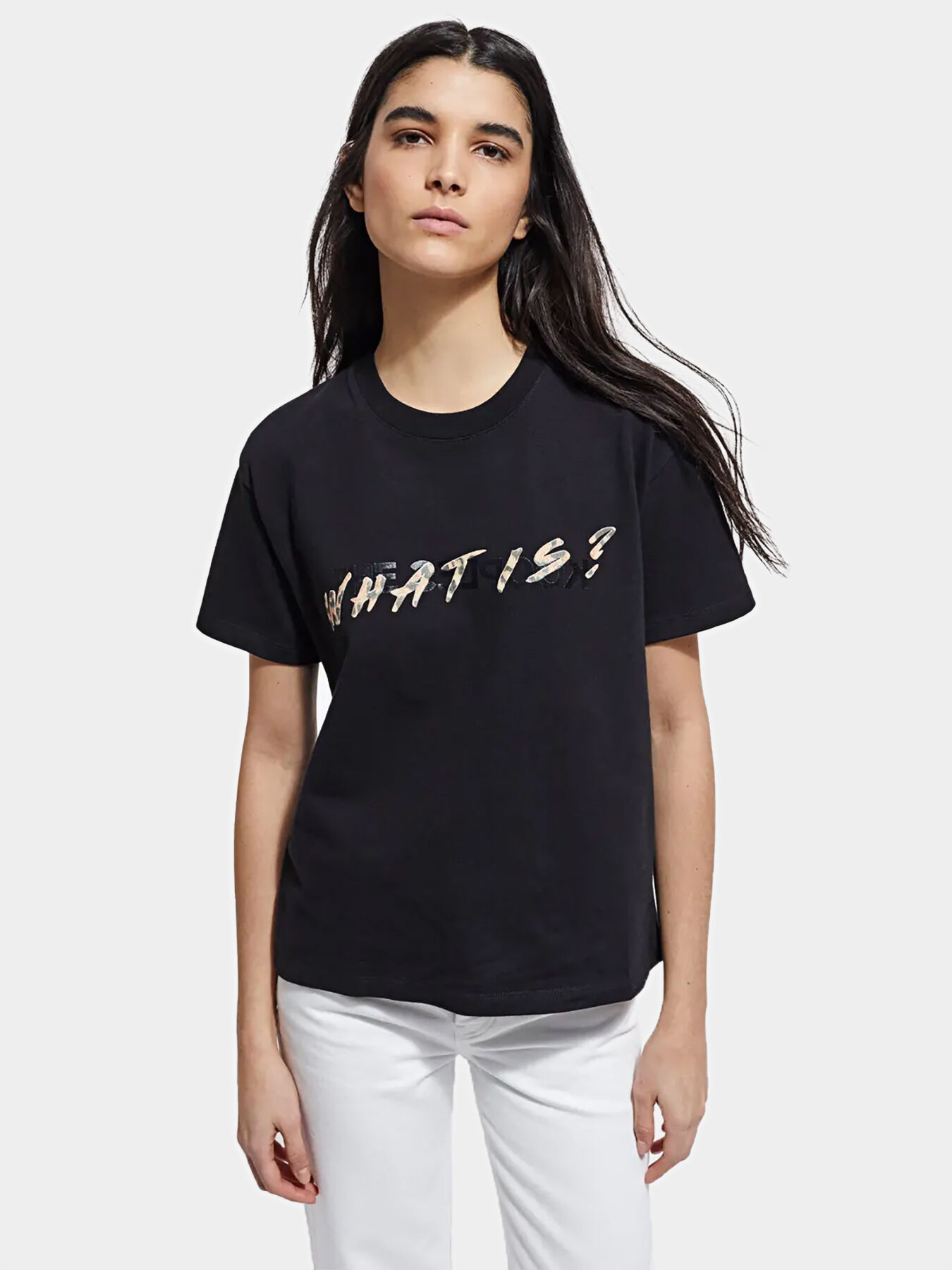 Black T-shirt with animal print brand THE KOOPLES