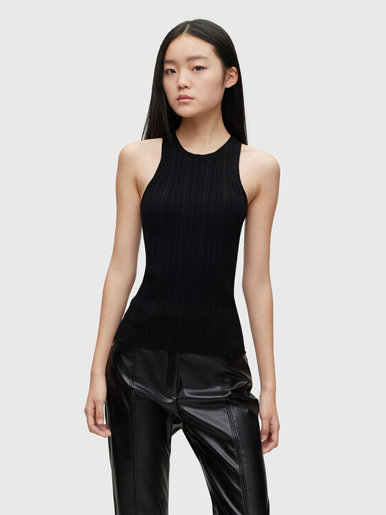 Black ribbed viscose blend top - 1