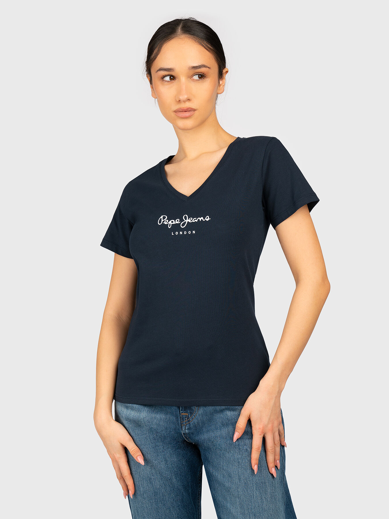 WENDYS black V neck T shirt brand Pepe Jeans Globalbrandsstore en