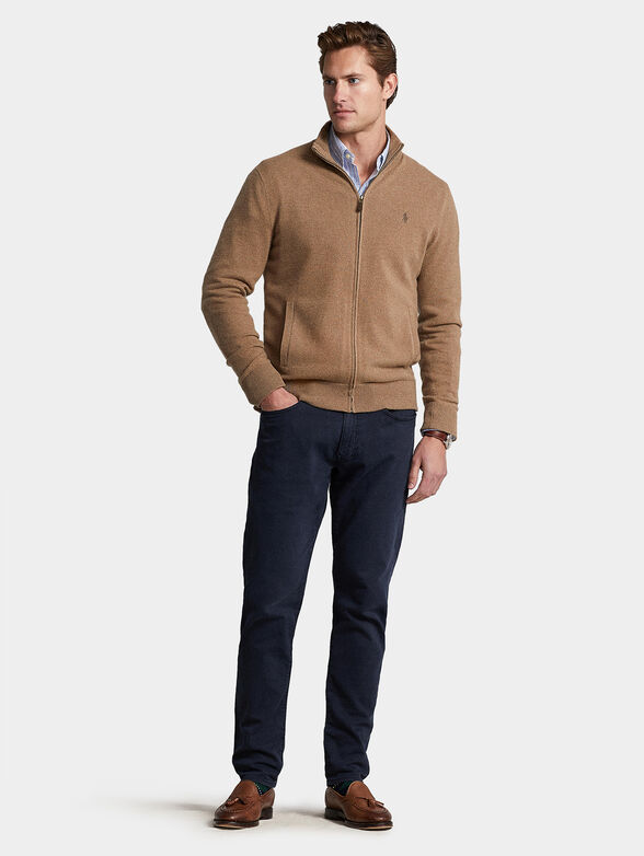 Brown merino wool cardigan with zip - 4