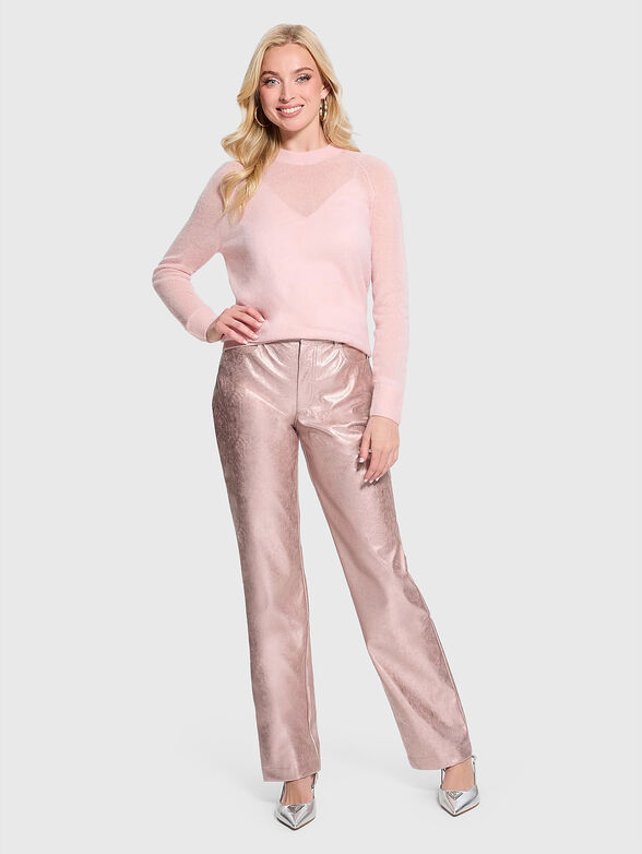 Sweater with translucent sheer and oval neckline - 2