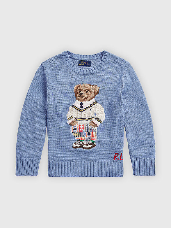 Blue sweater with Polo Bear motif - 1