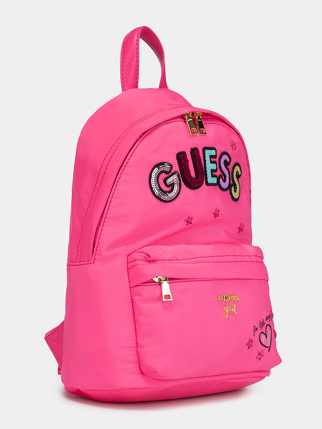 ZOEY pink backpack with appliqué details brand GUESS