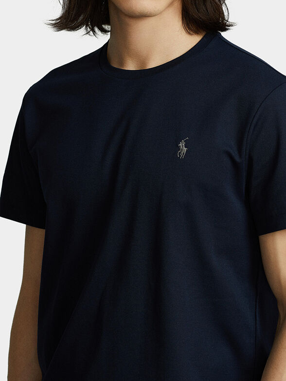 Dark blue T-shirt with logo embroidery - 4