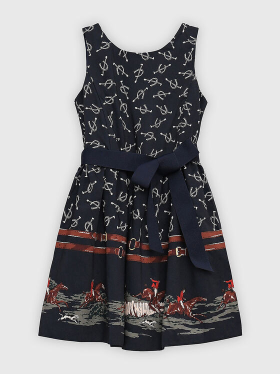 Dress in dark blue with contrast print - 1