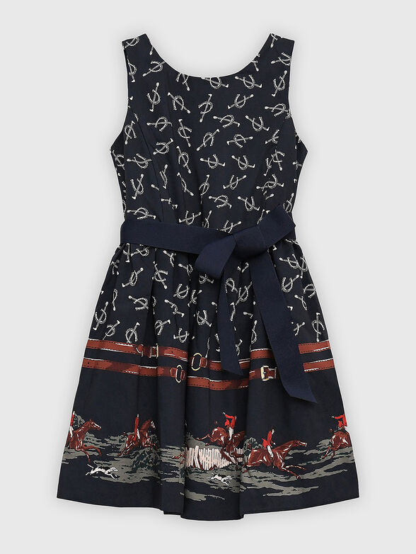 Dress in dark blue with contrast print - 1