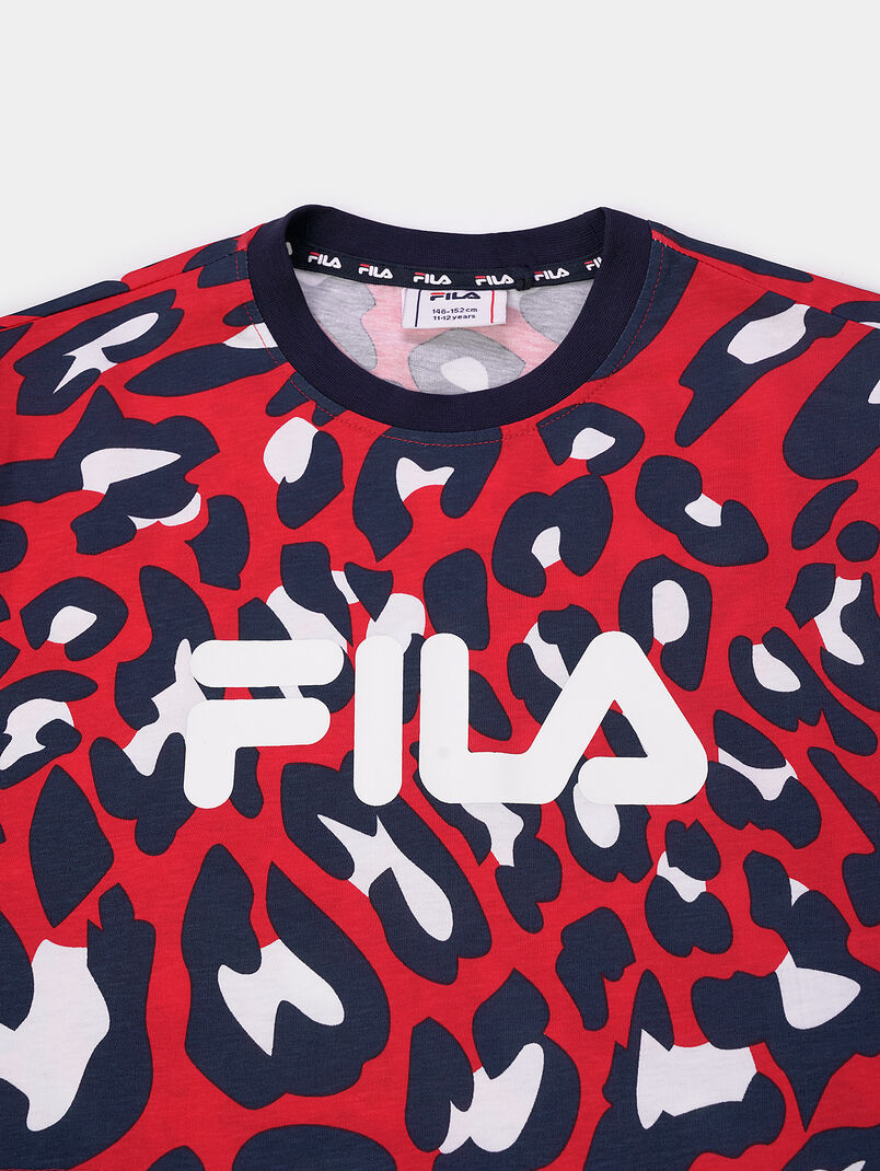 SINA cropped wide t-shirt in red - 3