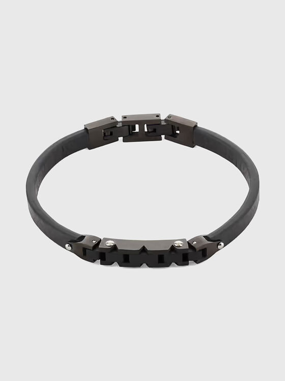 Кожена гривна в черен цвят - 1