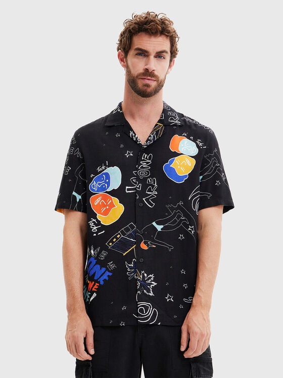 RON black shirt with short sleeve and print - 1