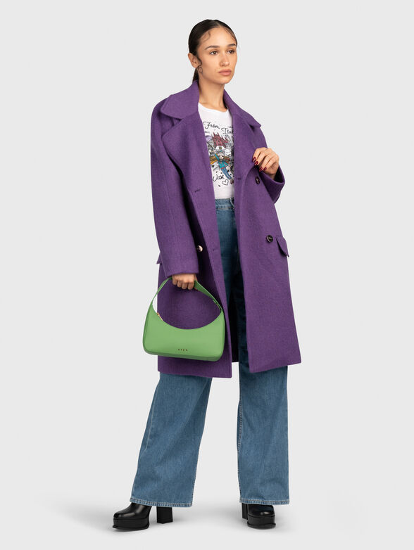 Wool blend coat in purple  - 2