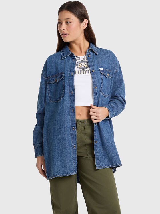 Оувърсайз дънкова риза - 1