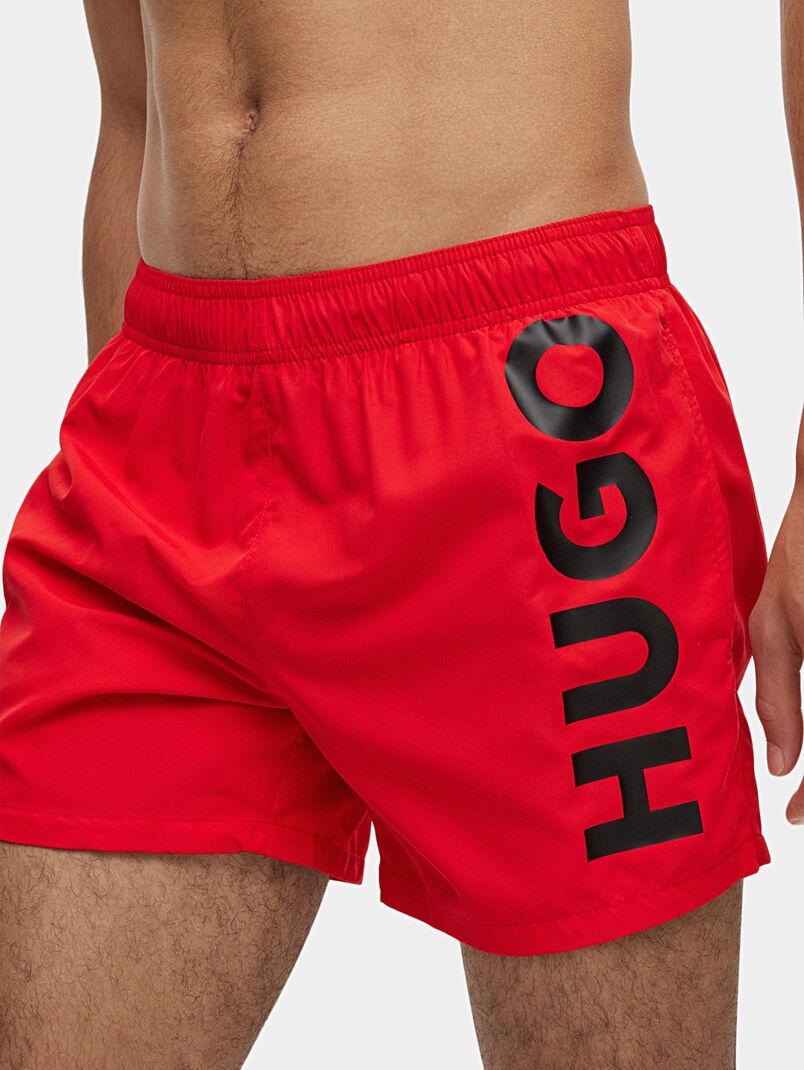 Black beach shorts with logo detail - 3