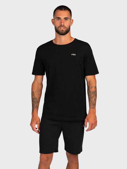 Black cotton t-shirt with logo