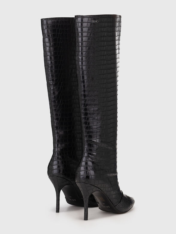 WHITE 01 heeled boots with croc effect - 3