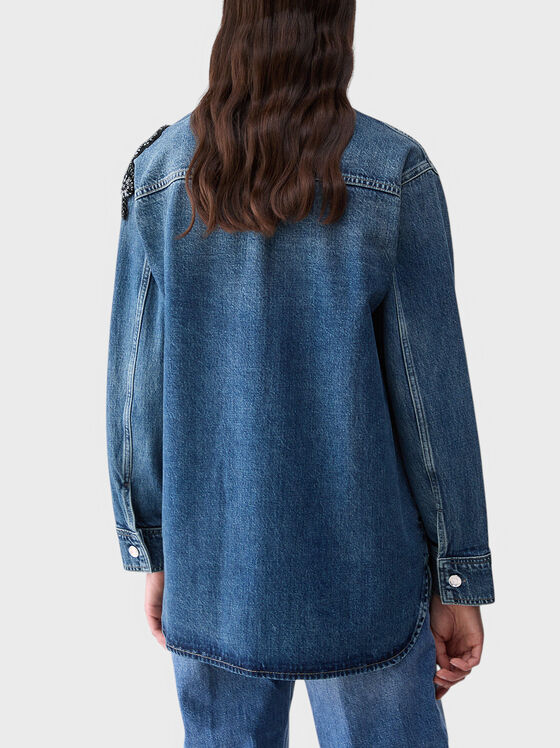 Denim overshirt with jewel embroidery - 2