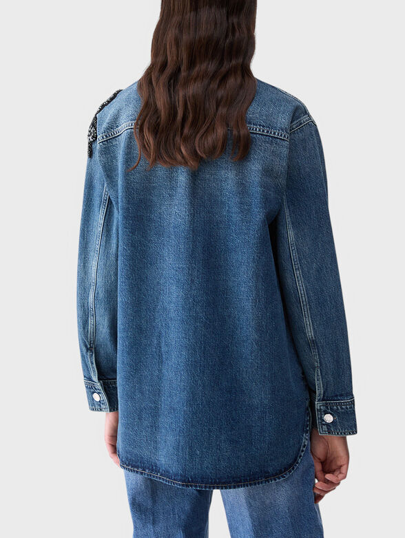 Denim overshirt with jewel embroidery - 2