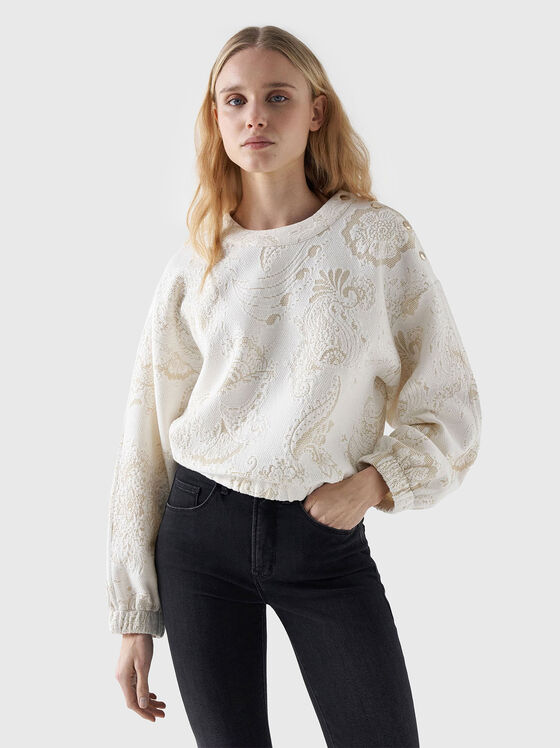 Sweater with embossed texture and buttons - 1