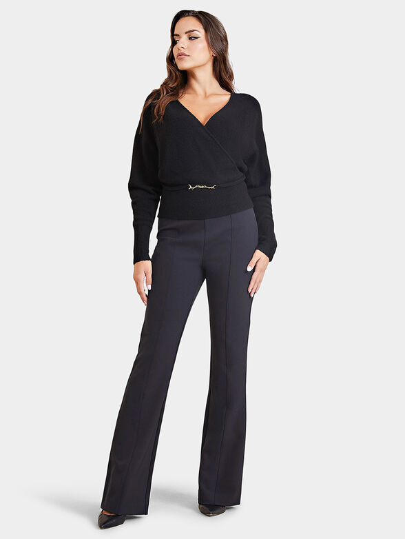 MONIQUE black V-neck sweater - 2