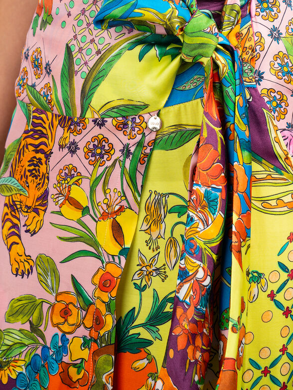 Midi skirt with tropical print - 3
