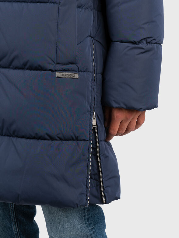 Long padded jacket with removable hood - 4
