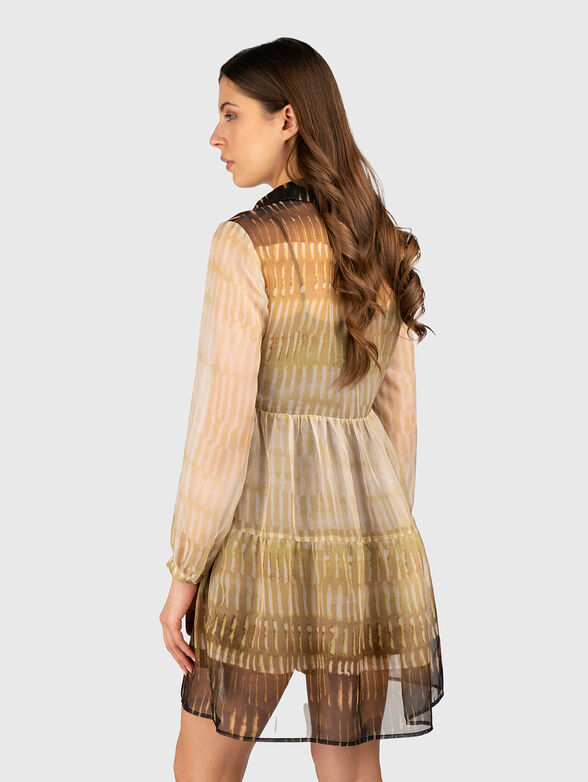 Mini dress with long sleeves and V-neckline - 1