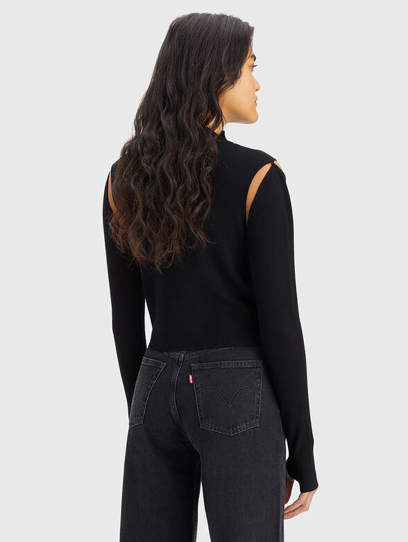 Black sweater with accent sleeves  - 2