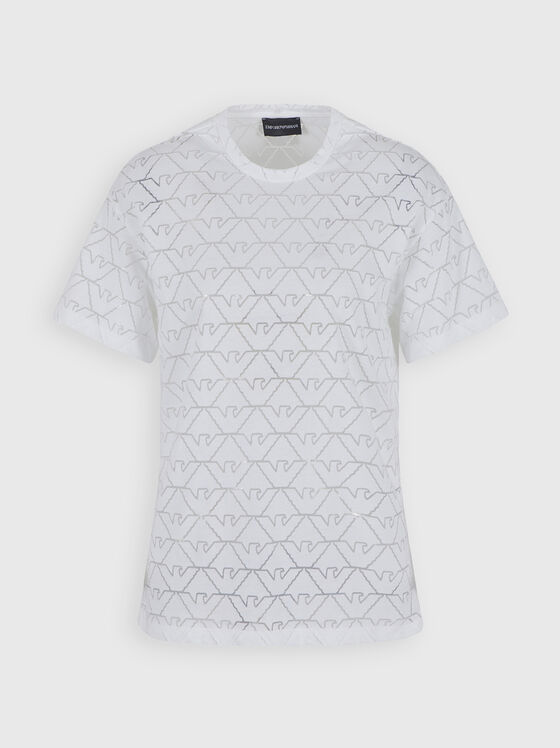 Бяла тениска с монограмен лого принт - 1