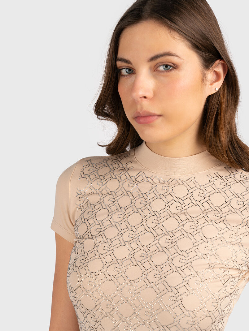 Cotton T-shirt with 4G logo rhinestones - 3