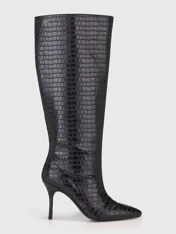 WHITE 01 heeled boots with croc effect - 1