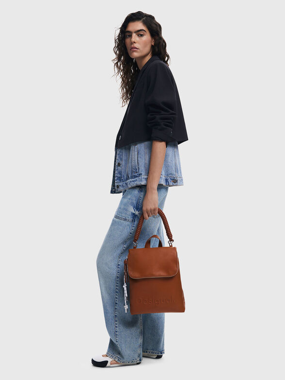 Brown backpack with maxi logo - 6