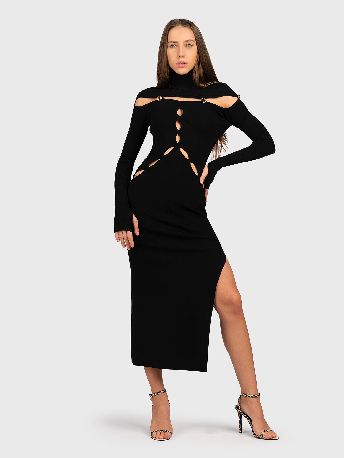 Midi dress with cut out details brand VERSACE JEANS COUTURE Globalbrandsstore en
