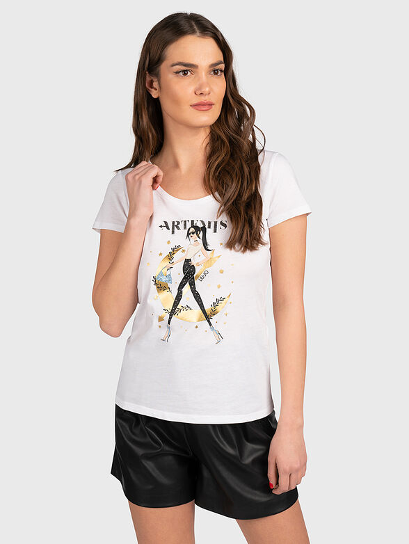 Cotton T-shirt with contrasting print - 1