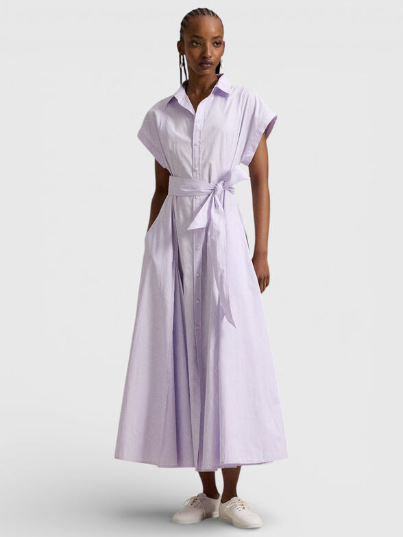 Striped shirt dress with belt - 1