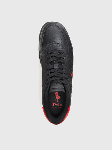 Black leather sneakers with red accents - 4